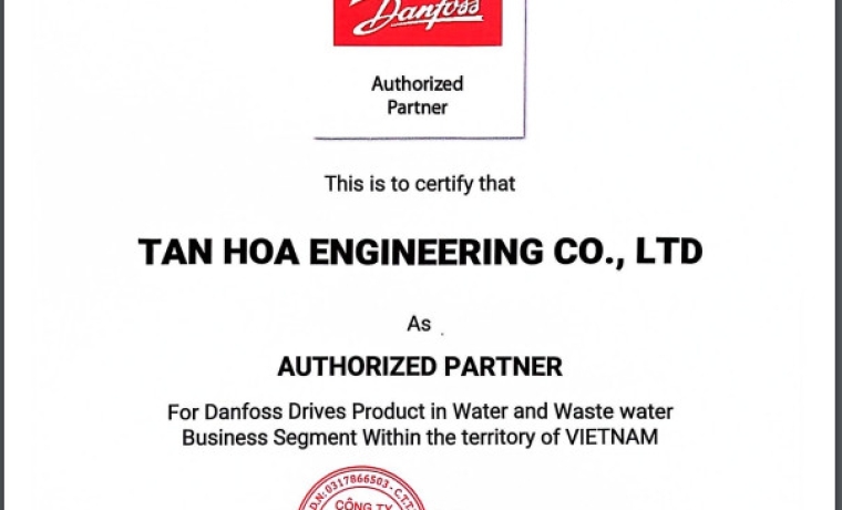CHỨNG NHẬN ĐẠI LÝ DANFOSS-TÂN HOA