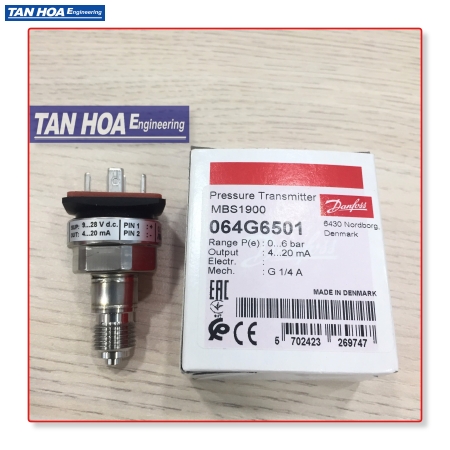 Cảm biến áp suất Danfoss MBS1900  0-6bar, 4-20mA, G1/4 + phụ tùng 064G6501