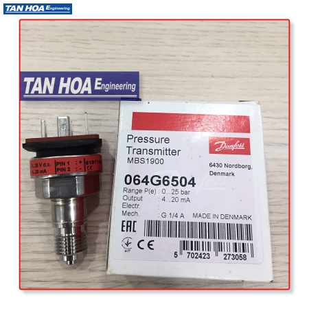 Cảm biến áp suất Danfoss MBS1900 0-25bar, 4-20mA, G1/4 + phụ tùng 064G6504