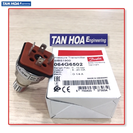 Cảm biến áp suất Danfoss MBS1900 0-10bar, 4-20mA, G1/4 + phụ tùng 064G6502